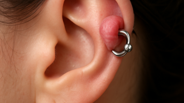 Queloide na orelha por piercing